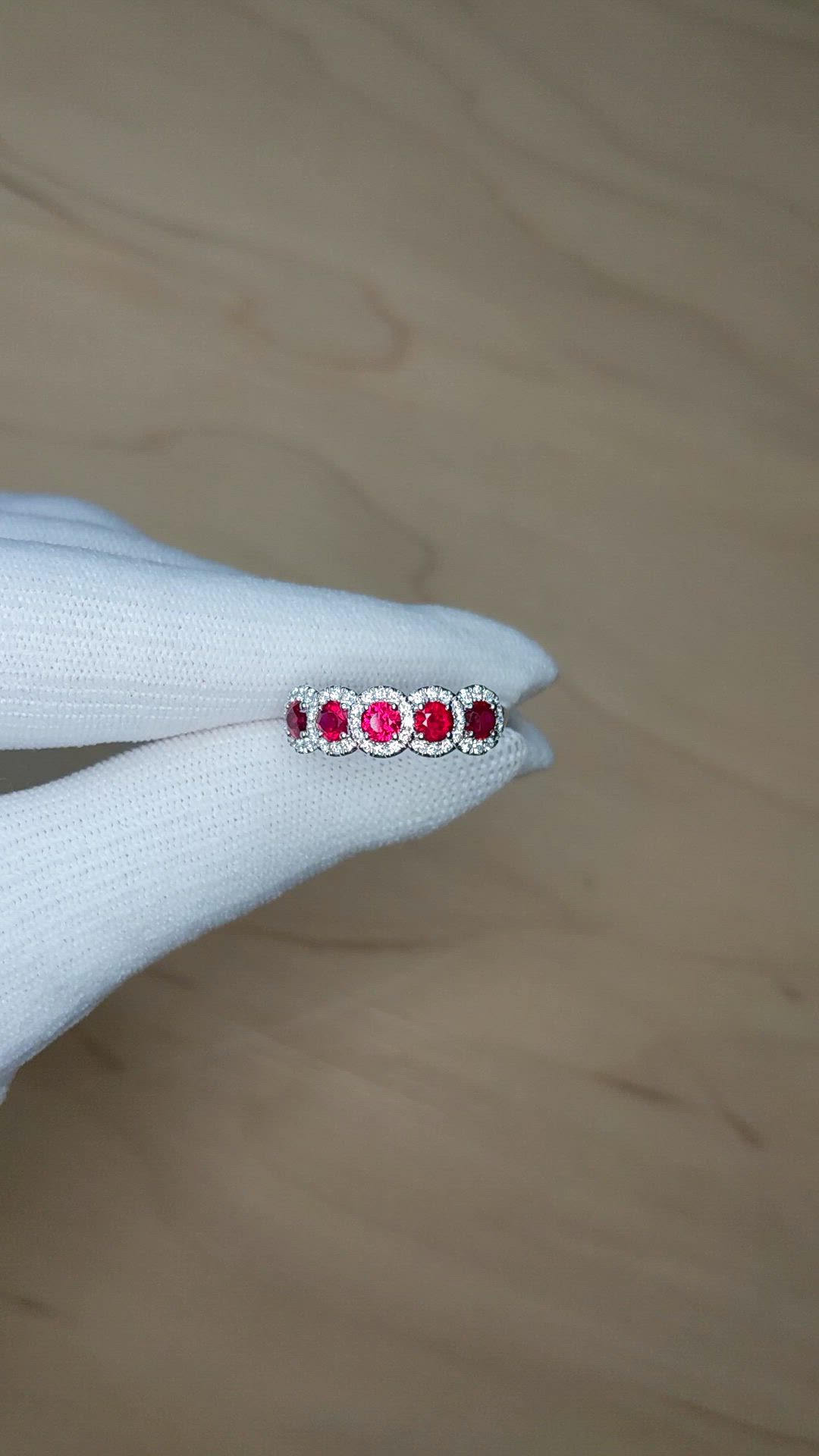 1.05 Ct. Ruby and Natural Diamond Pave Ring, 14K White Gold Size Video