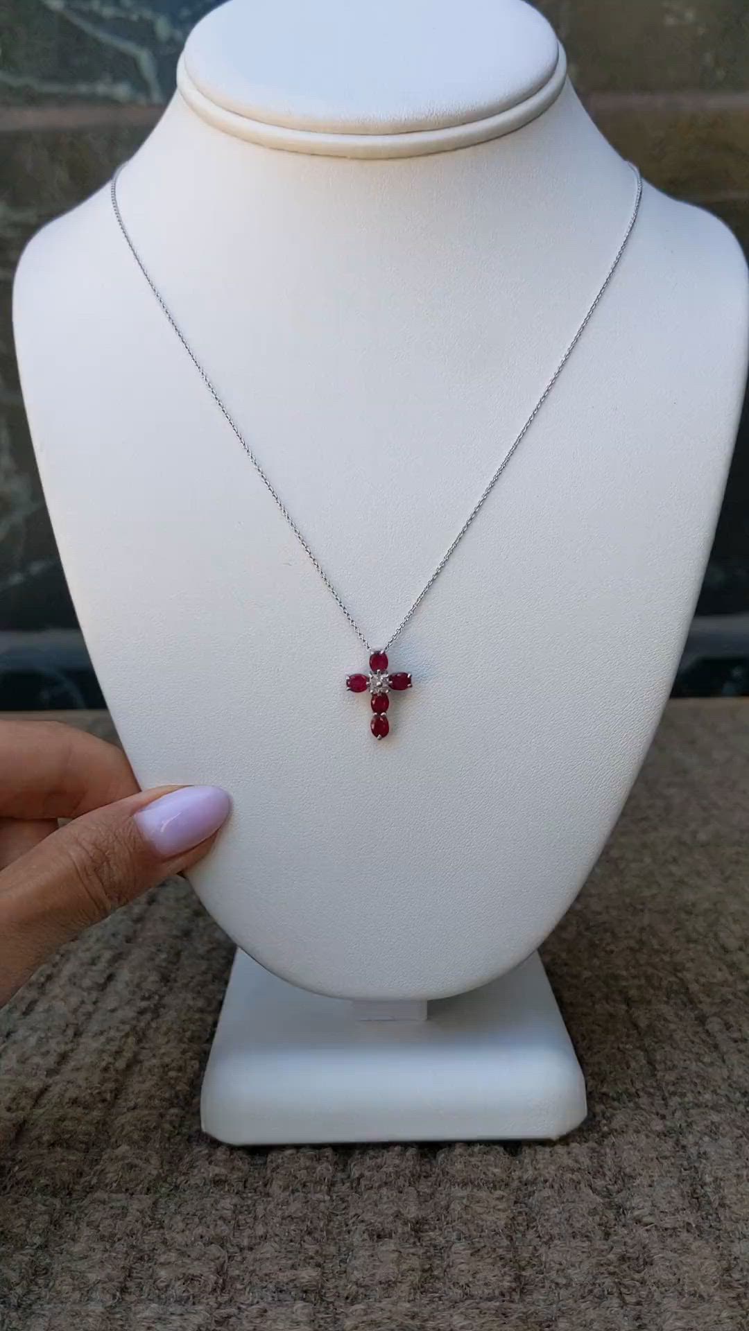 0.91 Ct. Ruby and Natural Diamond Religious Pendant, Platinum 900 Size Video