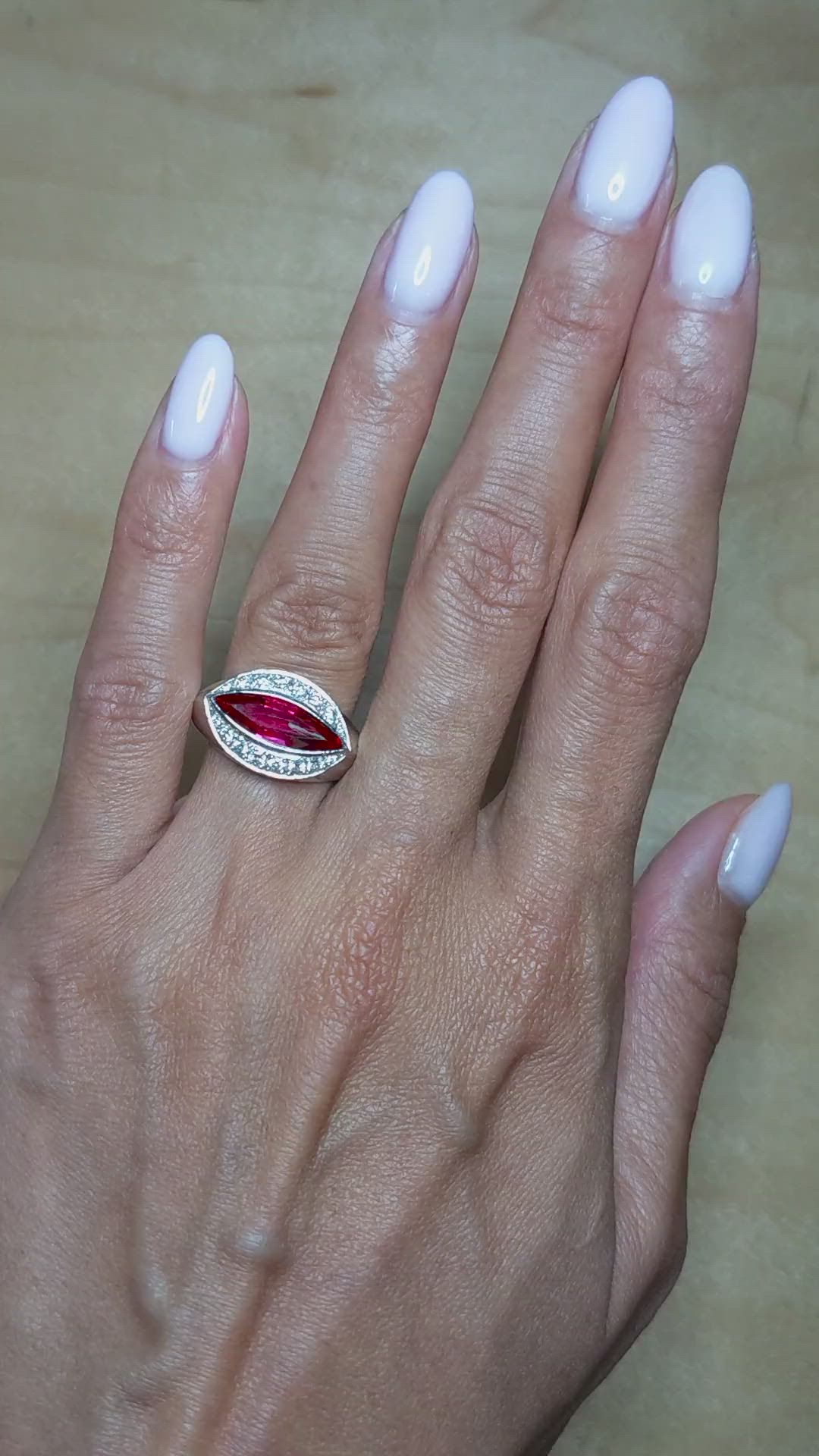 2.09 Ct. Ruby and Natural Diamond Accent Stones Ring, Platinum 950 Size Video