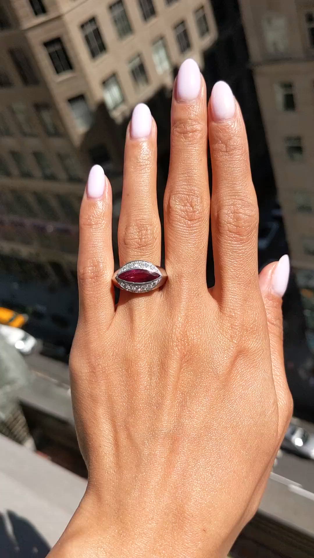 2.09 Ct. Ruby and Natural Diamond Accent Stones Ring, Platinum 950 Size Video