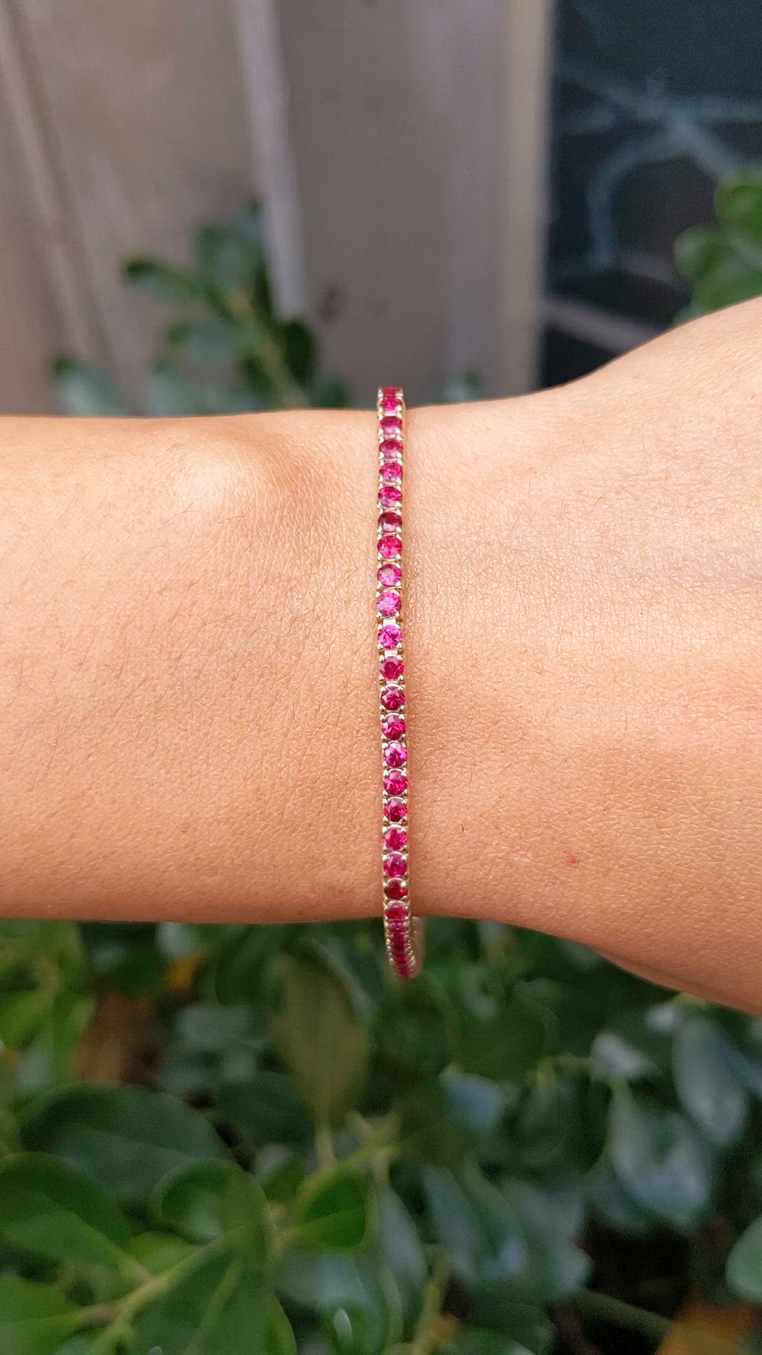 4.01&nbsp;Ct.Tw.Total Carat Weight Ruby Tennis/Line Bracelet, 14K Yellow Gold Size Video