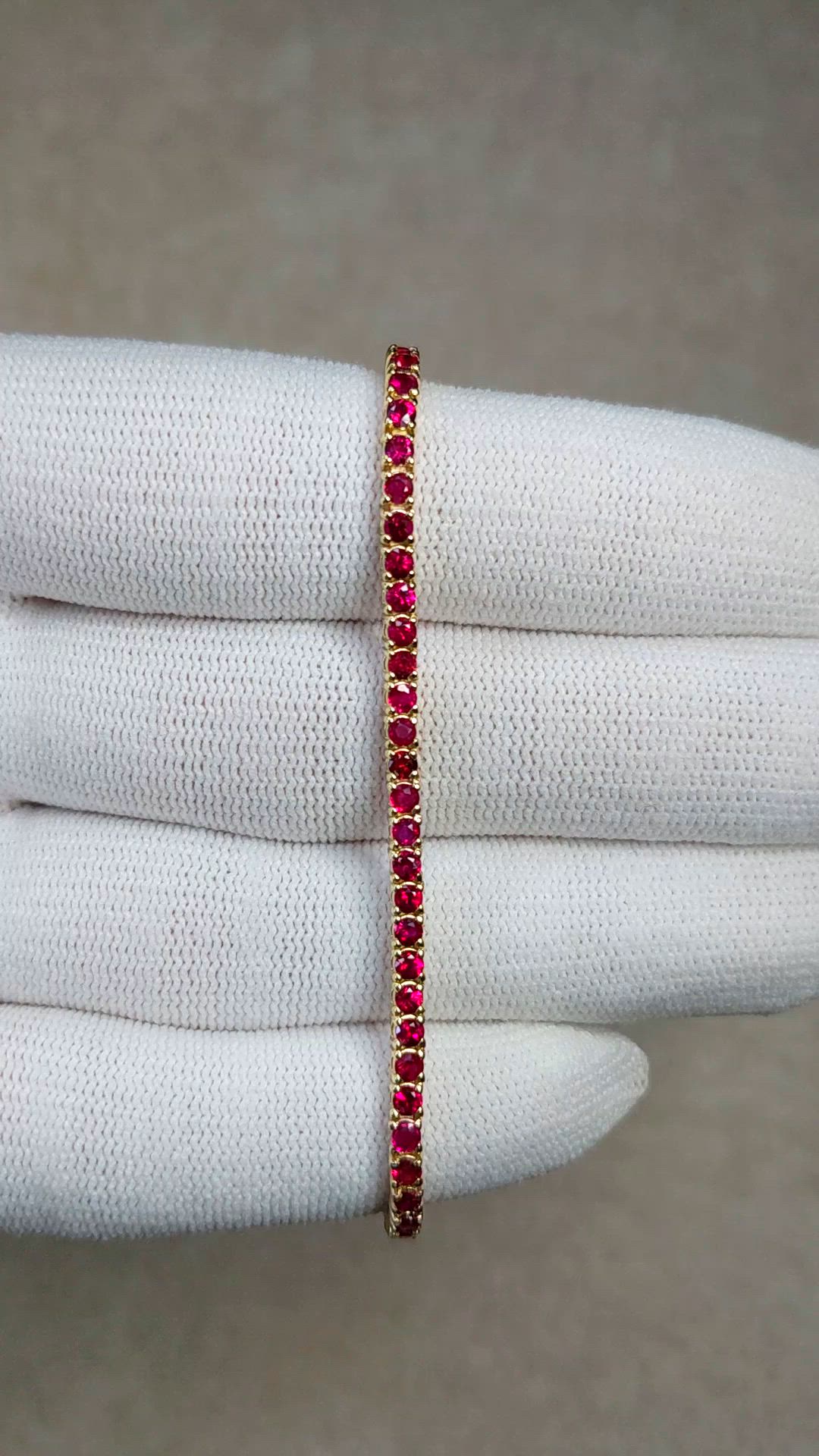 4.01&nbsp;Ct.Tw.Total Carat Weight Ruby Tennis/Line Bracelet, 14K Yellow Gold Size Video