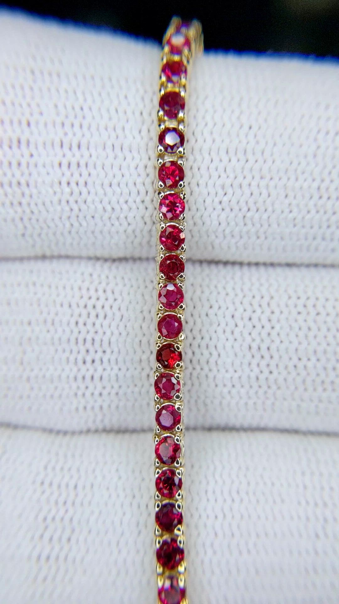 4.01&nbsp;Ct.Tw.Total Carat Weight Ruby Tennis/Line Bracelet, 14K Yellow Gold Size Video