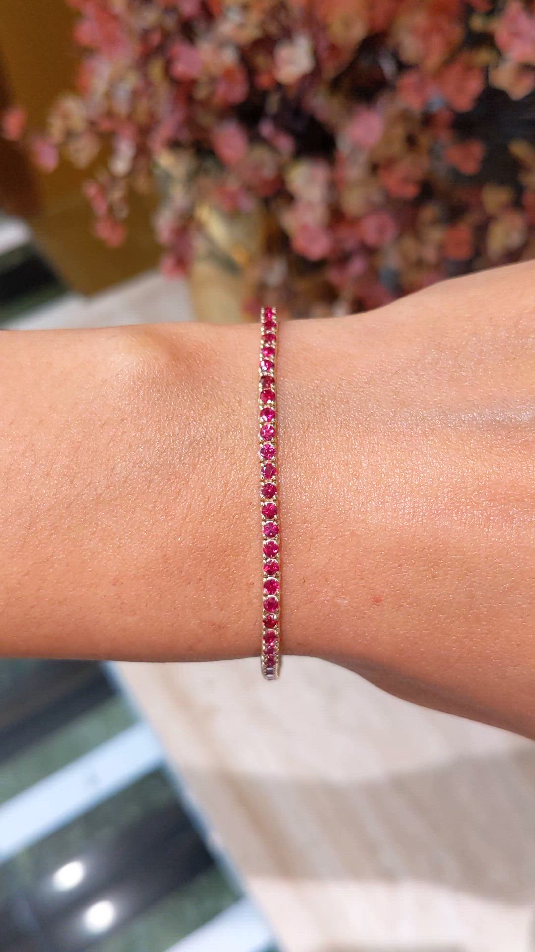 4.01&nbsp;Ct.Tw.Total Carat Weight Ruby Tennis/Line Bracelet, 14K Yellow Gold Size Video