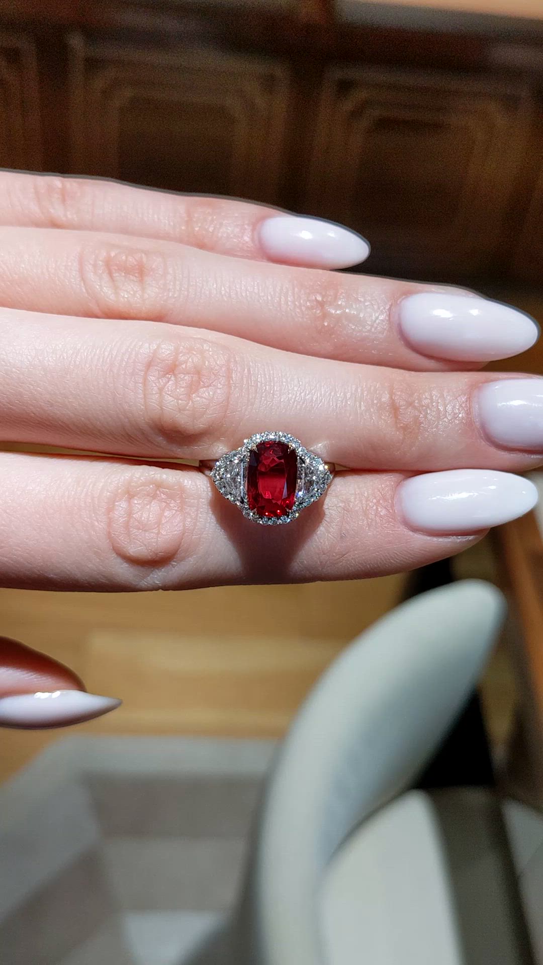 3.04 Ct. Ruby and Natural Diamond Pave Ring, Platinum & 18K Yellow Size Video