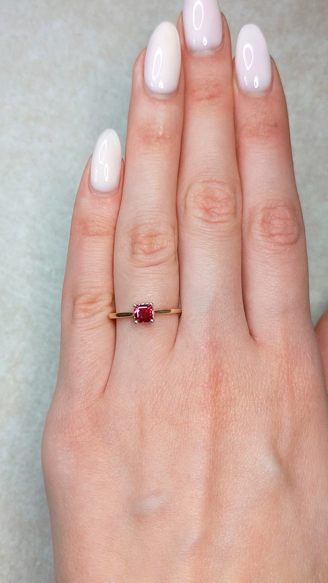 0.57 Ct. Ruby and Natural Diamond Halo Ring, 14K White & Yellow Size Video