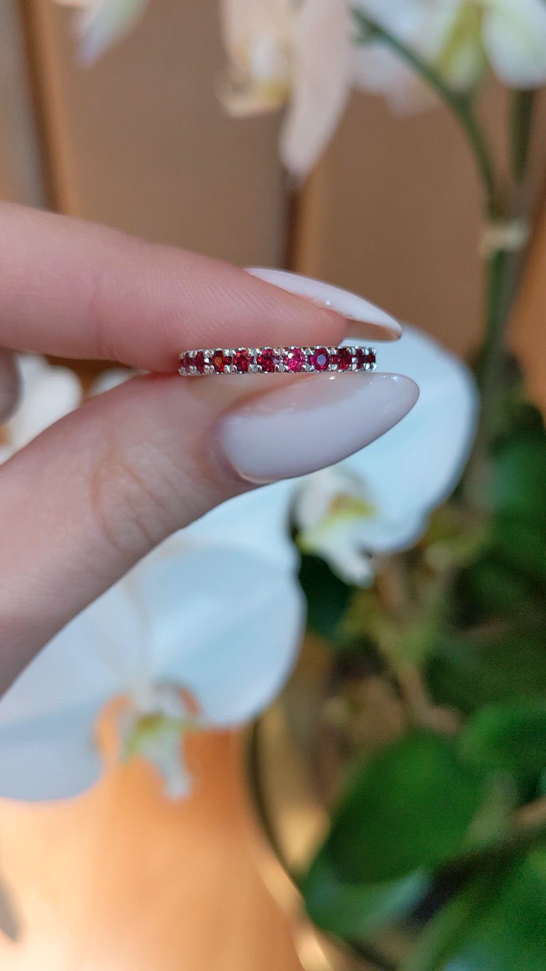 1.16 Ct. Ruby Accent Stones Ring, 14K White Gold Size Video