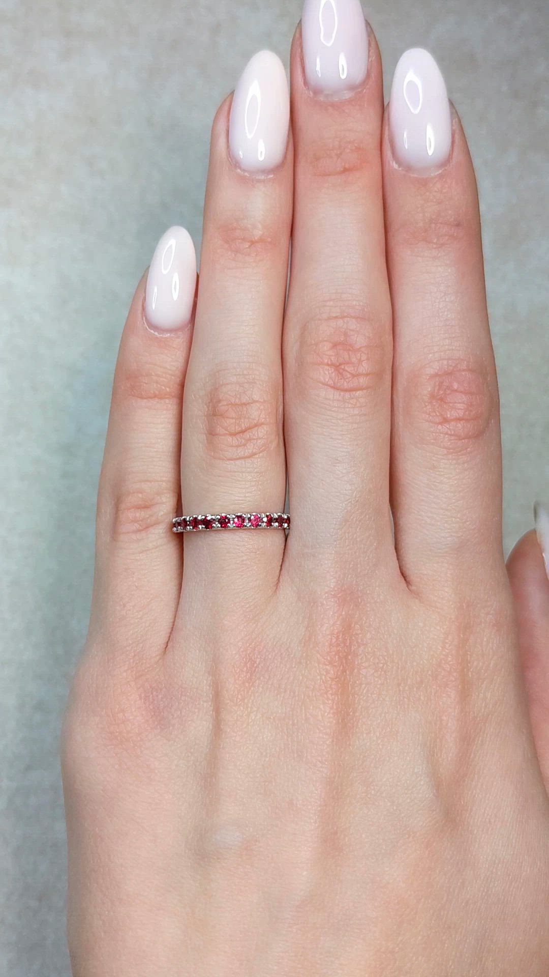 1.16 Ct. Ruby Accent Stones Ring, 14K White Gold Size Video