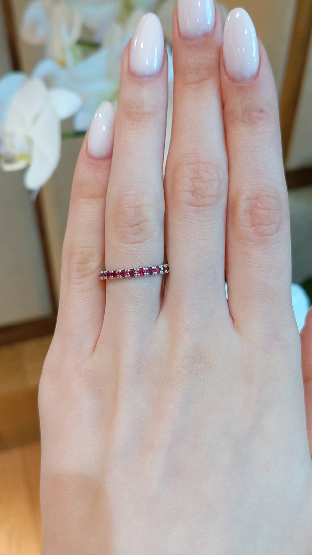 1.16 Ct. Ruby Accent Stones Ring, 14K White Gold Size Video