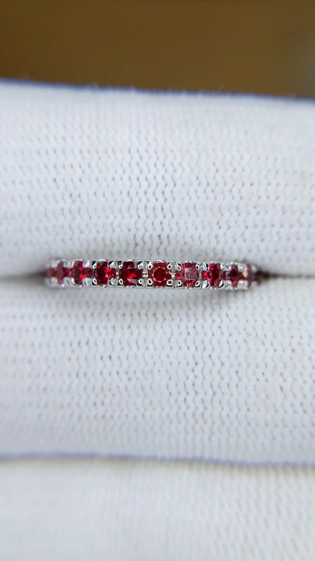 1.16 Ct. Ruby Accent Stones Ring, 14K White Gold Size Video
