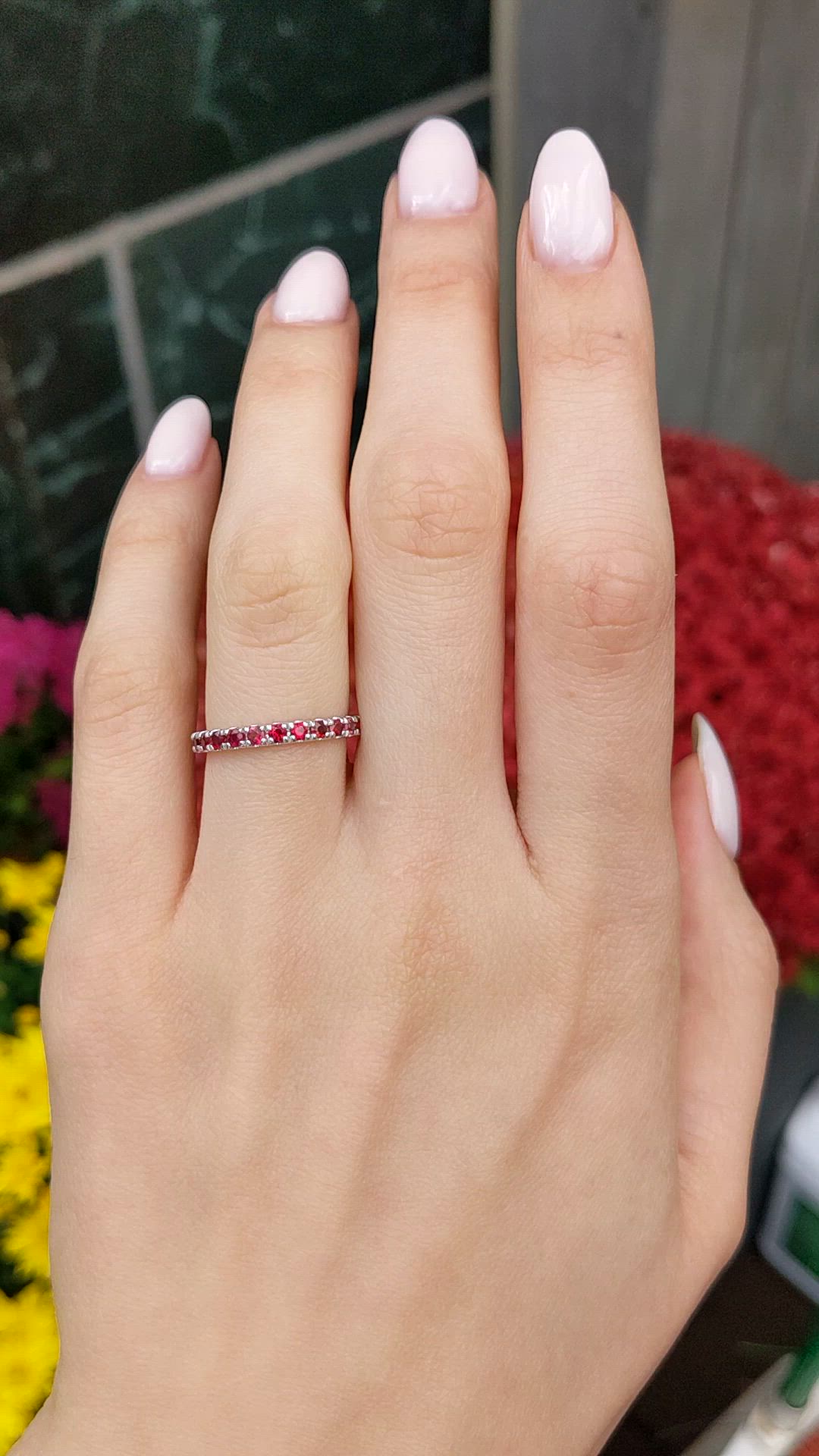 1.16 Ct. Ruby Accent Stones Ring, 14K White Gold Size Video