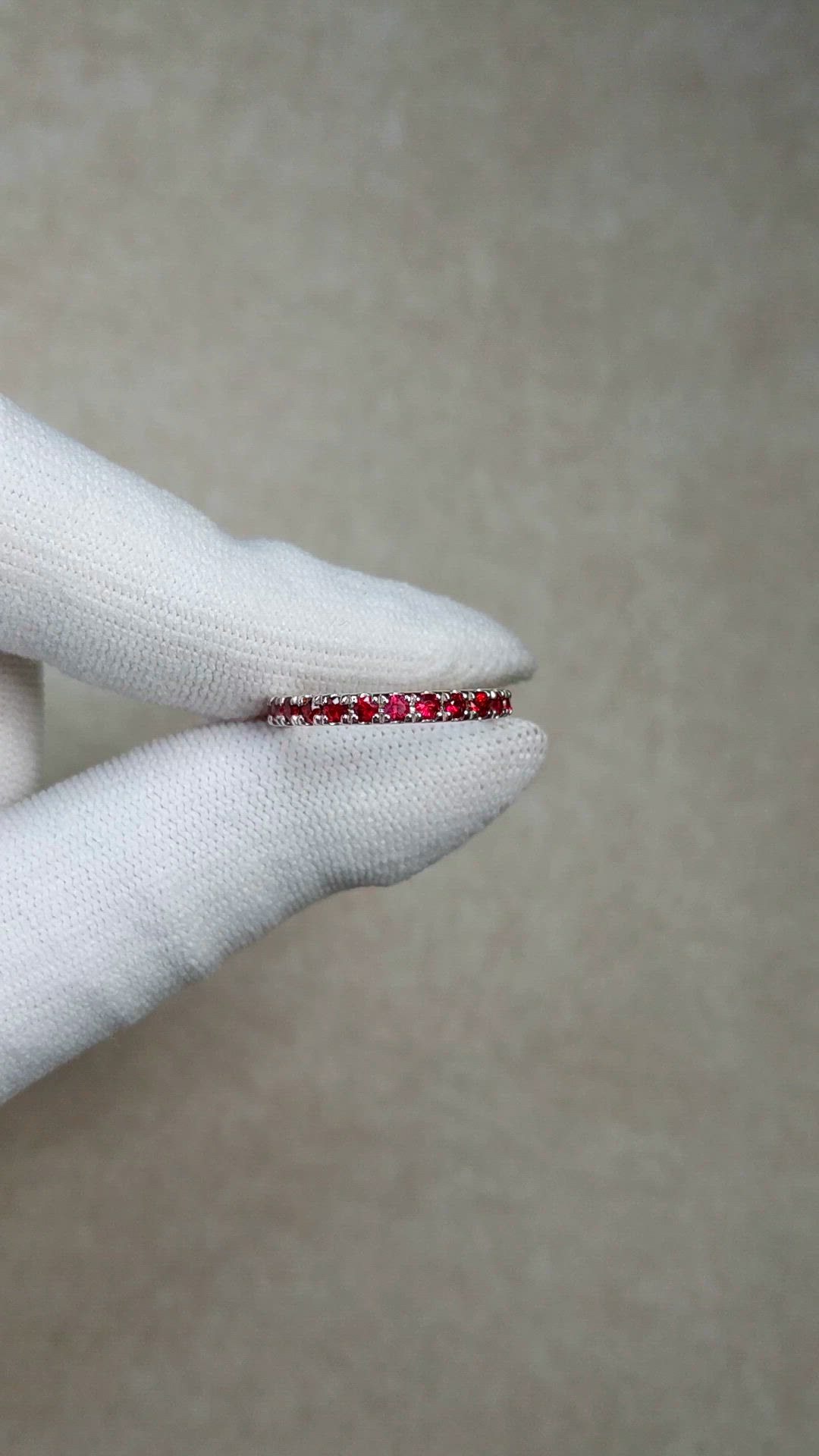 1.16 Ct. Ruby Accent Stones Ring, 14K White Gold Size Video