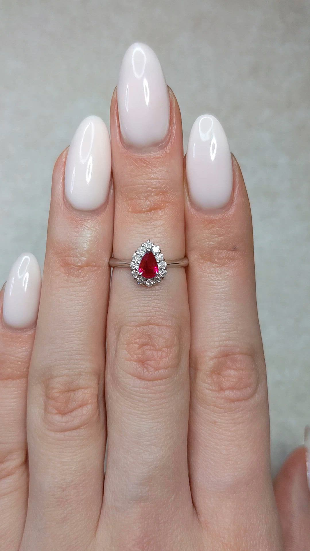 0.48 Ct. Ruby and Natural Diamond Pave Ring, Platinum 900 Size Video