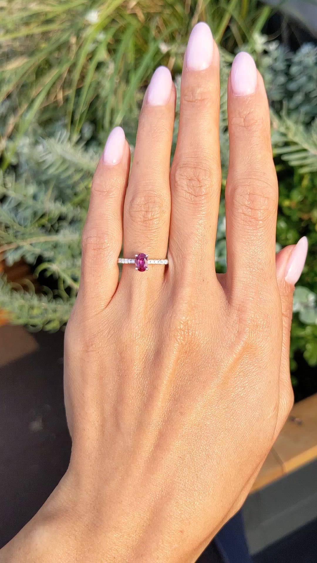 0.53 Ct. Ruby and Natural Diamond Pave Ring, 14K Yellow & White Size Video