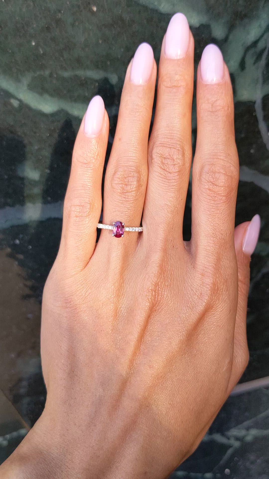 0.53 Ct. Ruby and Natural Diamond Pave Ring, 14K Yellow & White Size Video