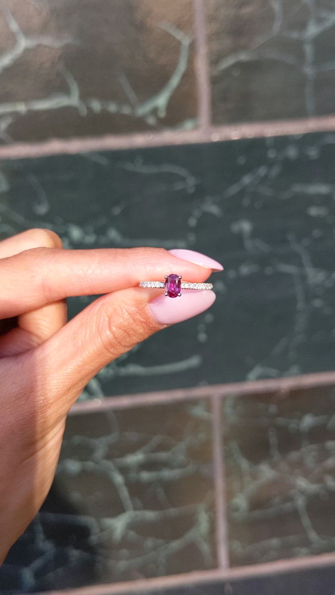 0.53 Ct. Ruby and Natural Diamond Pave Ring, 14K Yellow & White Size Video
