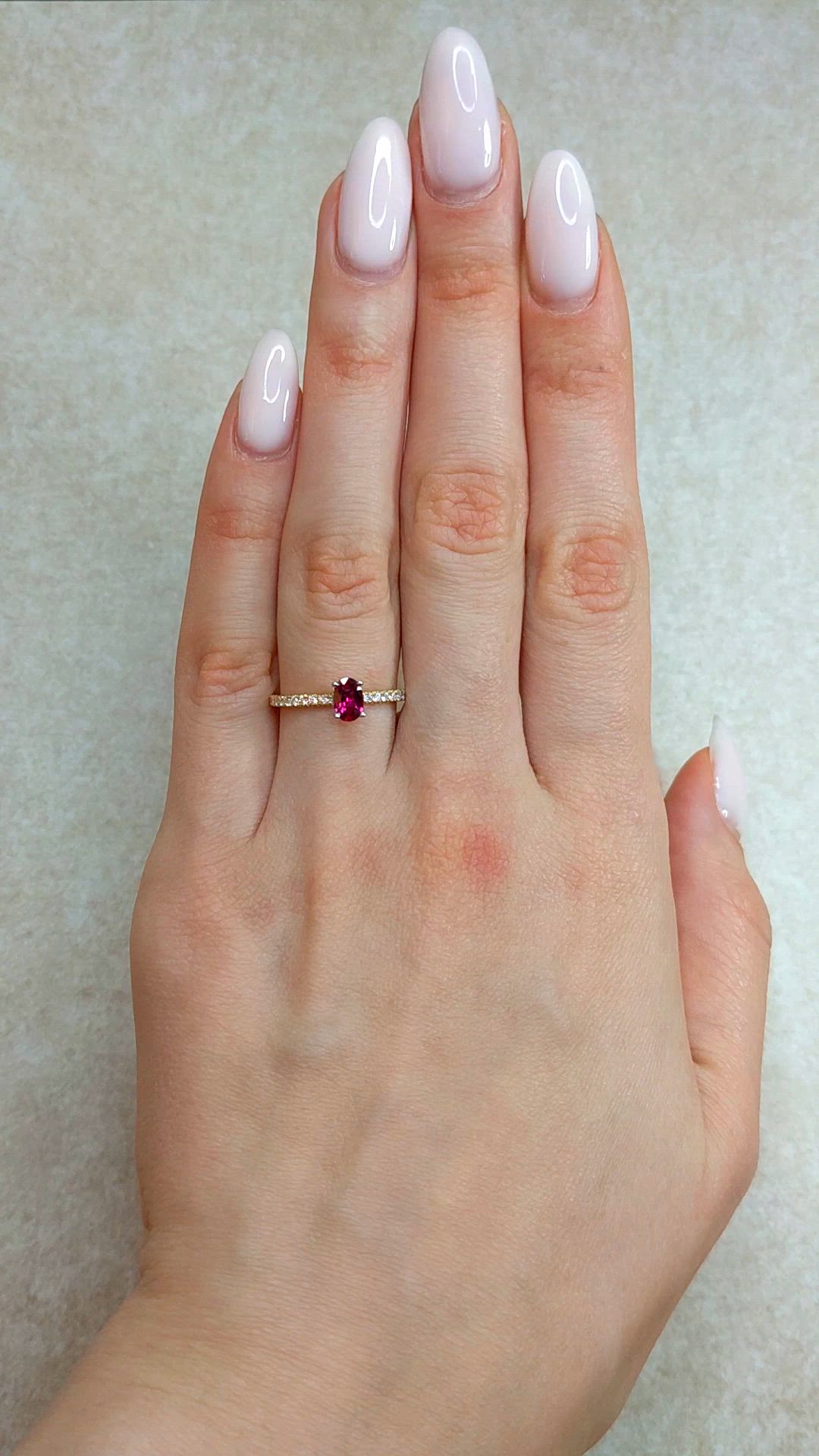 0.53 Ct. Ruby and Natural Diamond Pave Ring, 14K Yellow & White Size Video