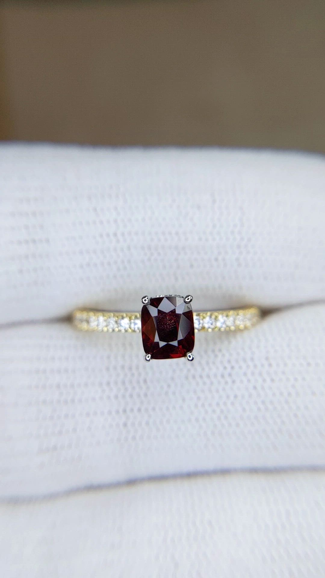 1.01 Ct. Ruby and Natural Diamond Pave Ring, 14K Yellow Gold Size Video