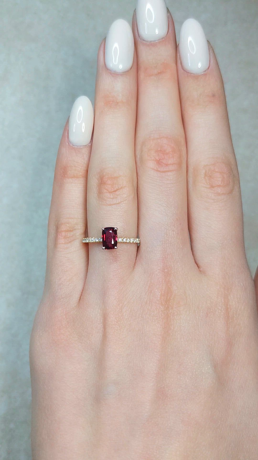 1.05 Ct. Ruby and Natural Diamond Pave Ring, 14K Yellow & White Size Video