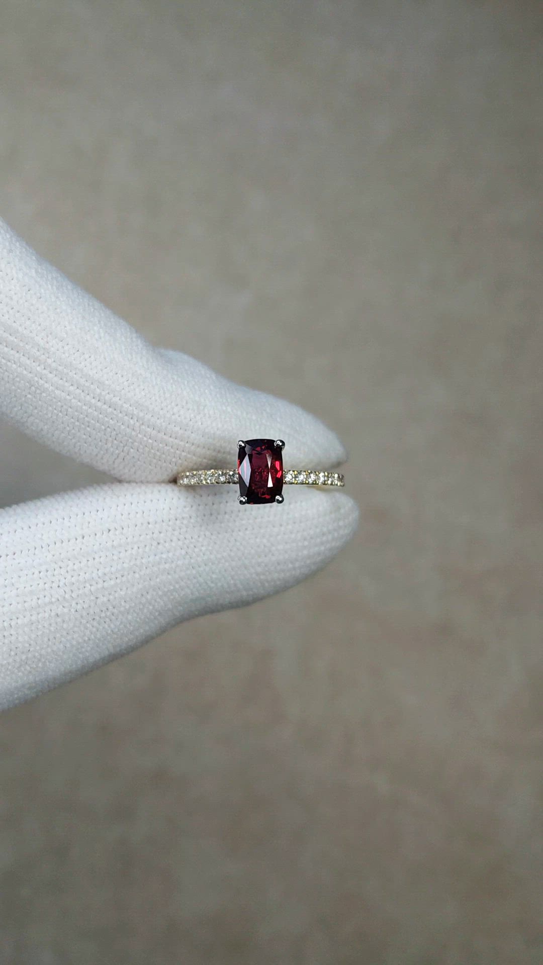 1.05 Ct. Ruby and Natural Diamond Pave Ring, 14K Yellow & White Size Video