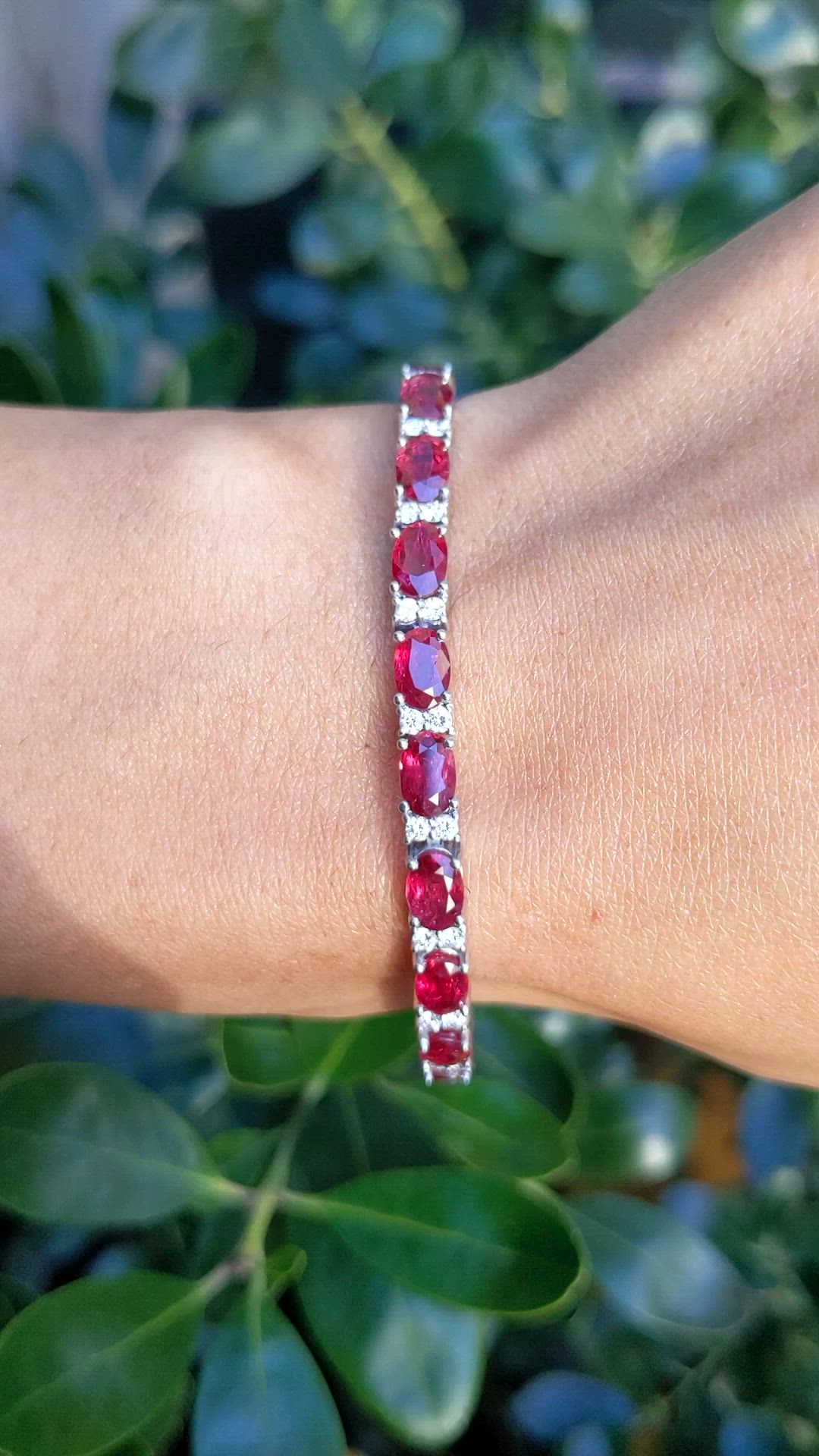 12.72&nbsp;Ct.Tw.Total Carat Weight Ruby and Natural Diamond Pave Bracelet, Platinum 950 Size Video