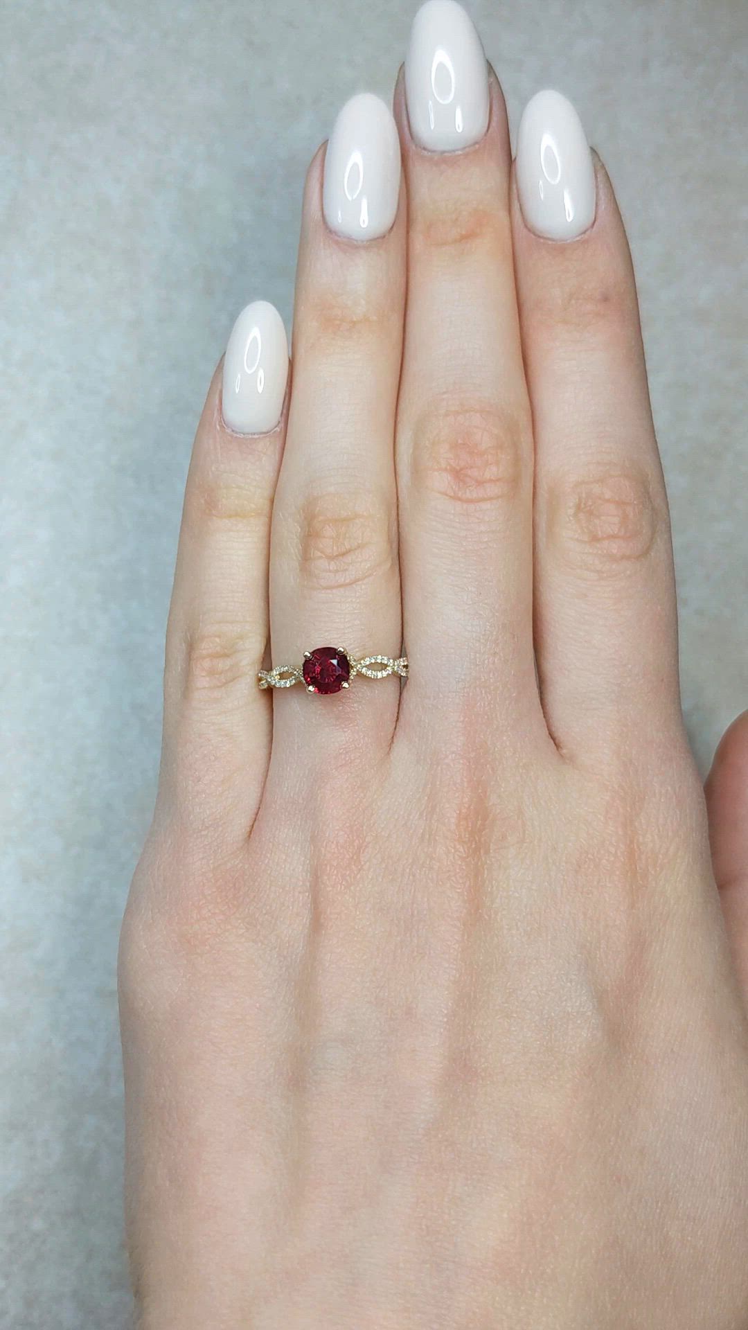 0.71 Ct. Ruby and Natural Diamond Pave Ring, 14K Yellow Gold Size Video
