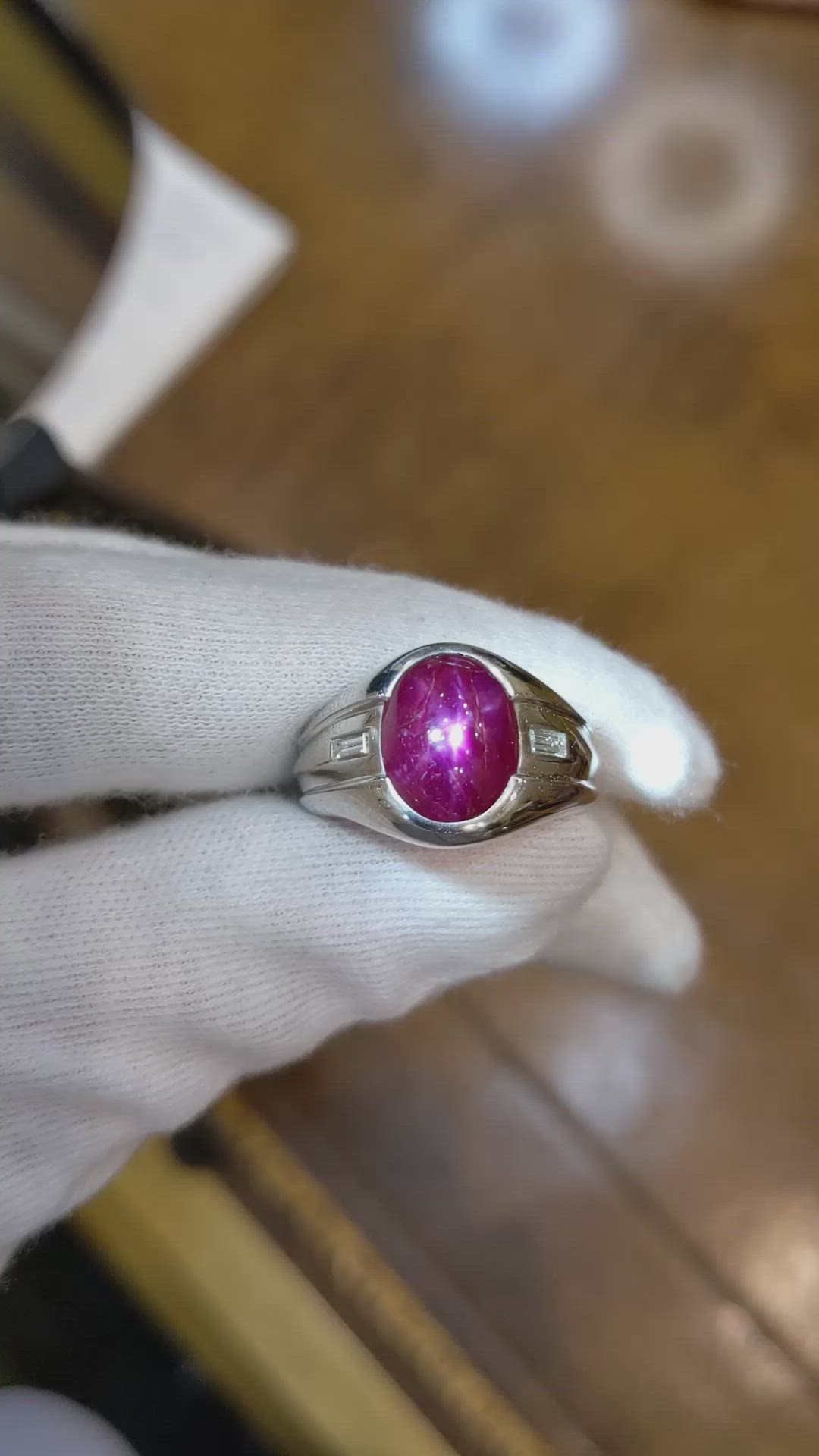 7.21 Ct. Ruby Natural Diamond Men's Ring, Platinum 950 Size Video