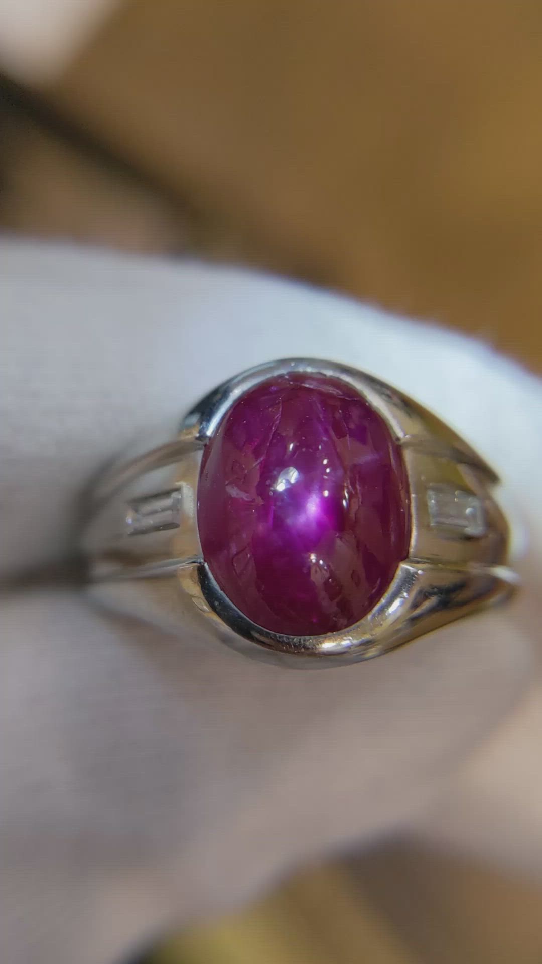 7.21 Ct. Ruby Natural Diamond Men's Ring, Platinum 950 Size Video