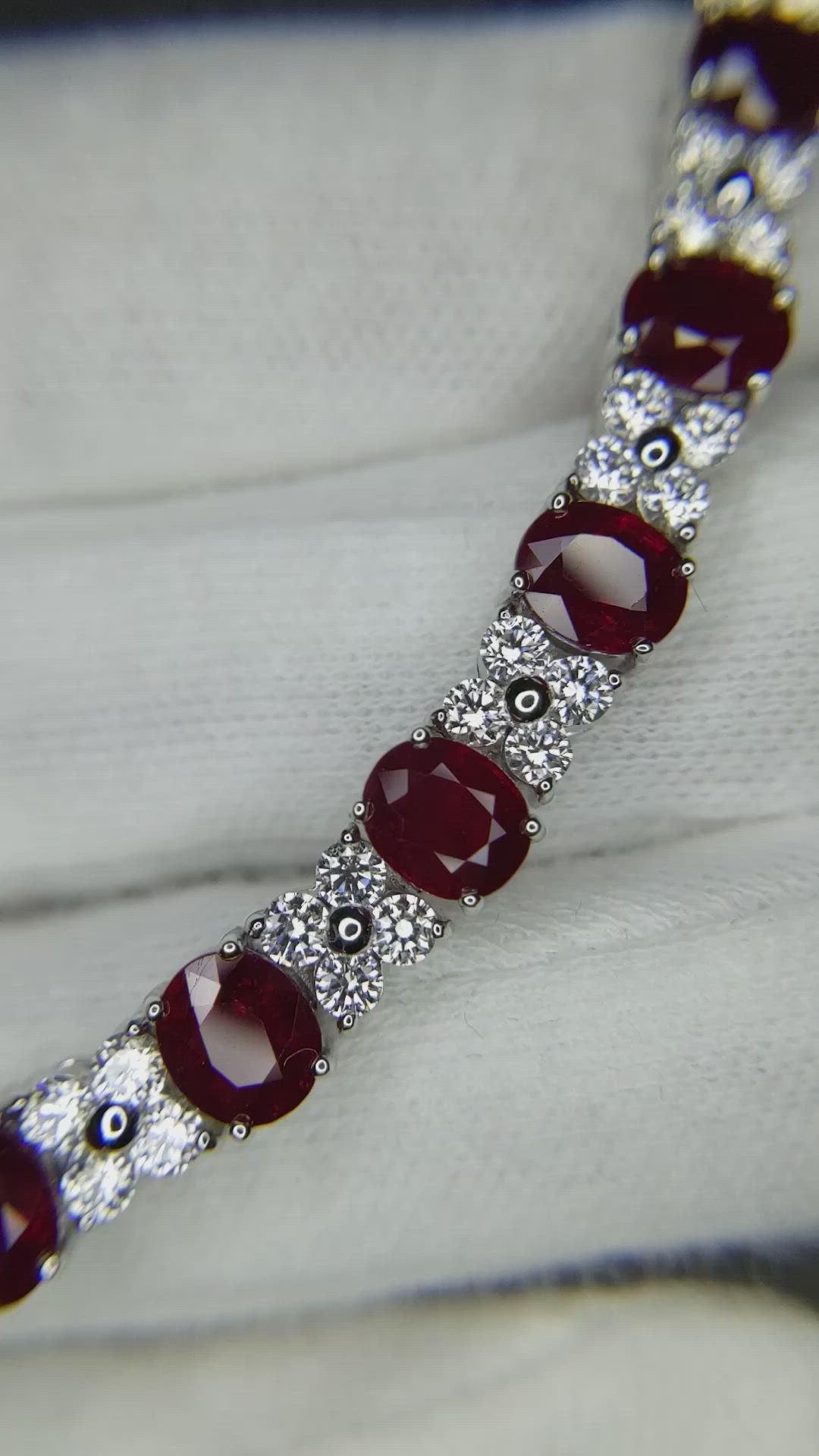 10.72 Ct. Ruby Natural Diamond Necklace, 18K White Gold Size Video