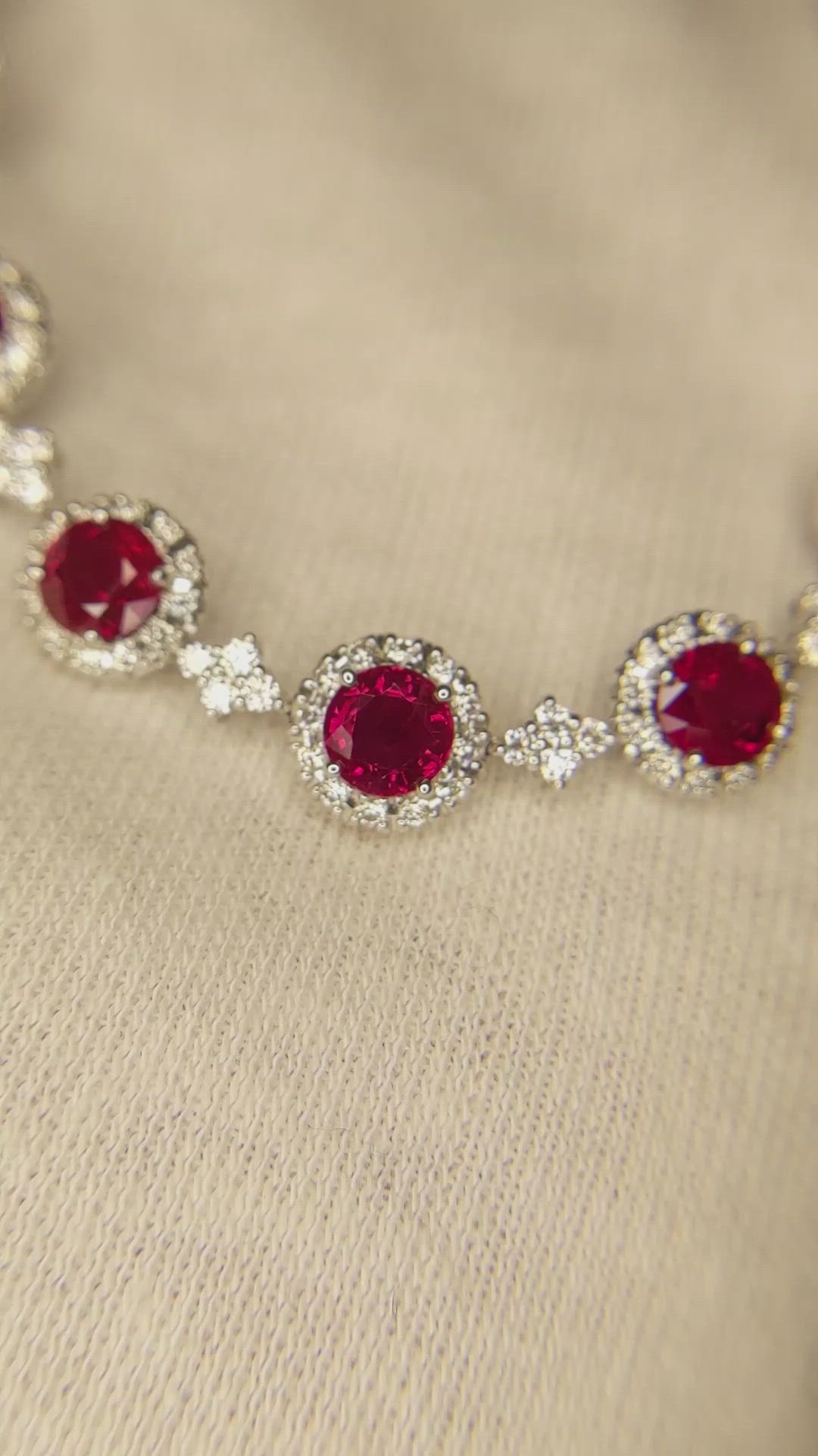 4.51 Ct. Ruby Natural Diamond Necklace, 18K White Gold Size Video
