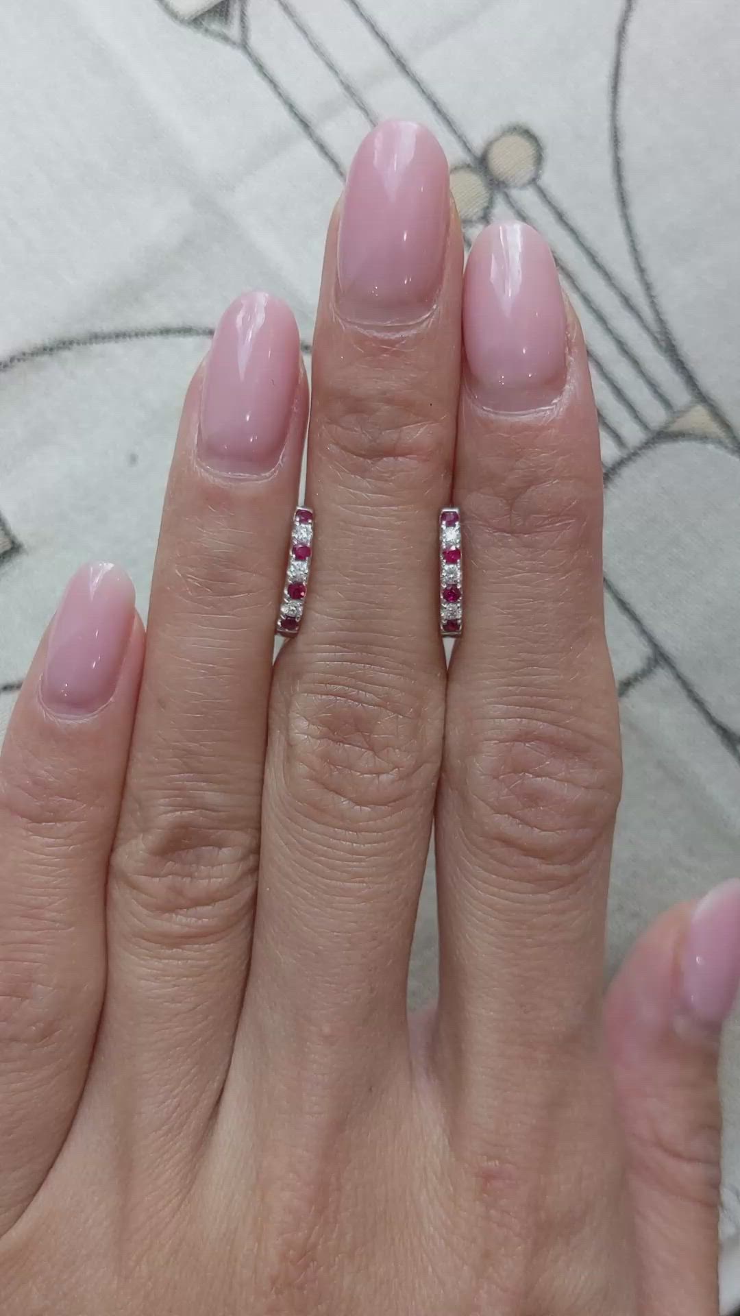 0.22&nbsp;Ct.Tw.Total Carat Weight Ruby and Natural Diamond Pave Earrings, 14K White Gold Size Video