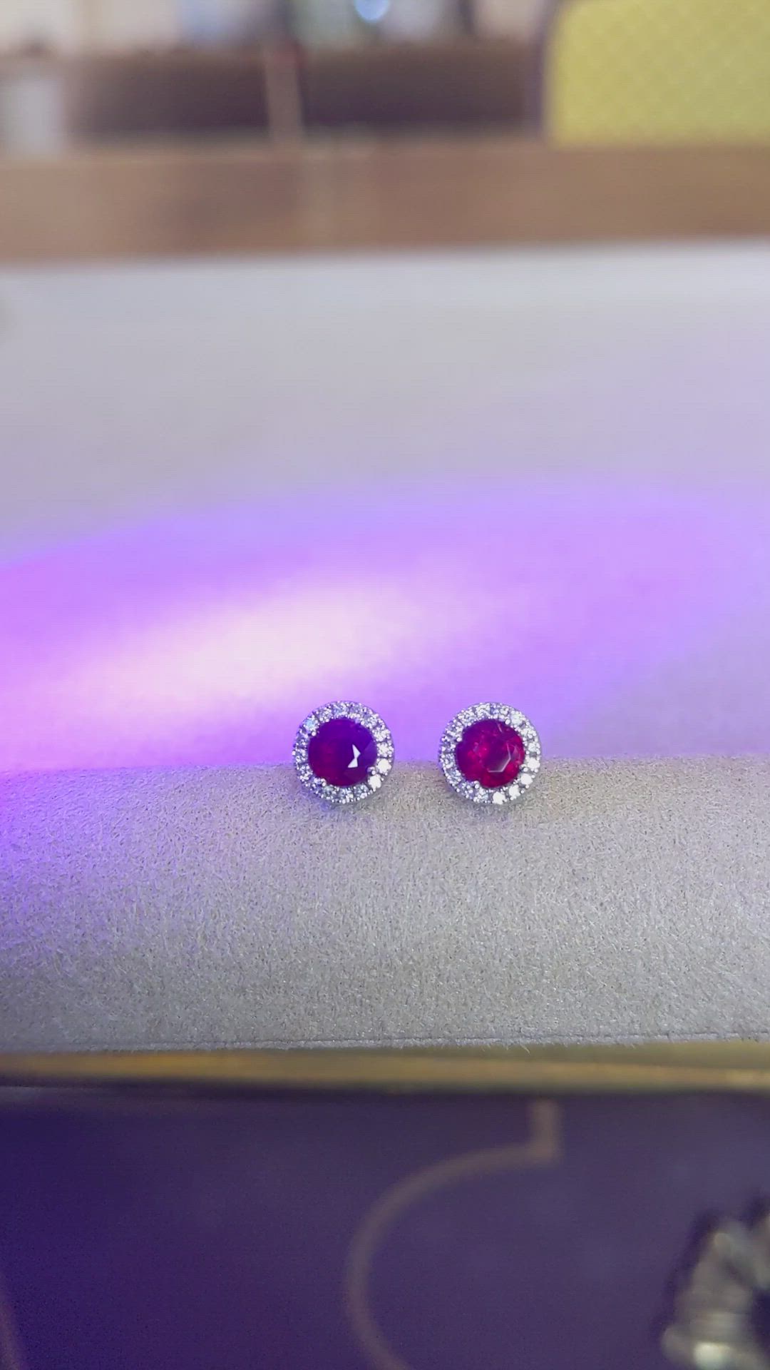 0.95 Ct.Tw. Ruby Natural Diamond Pave Earrings, 18K White Gold Size Video
