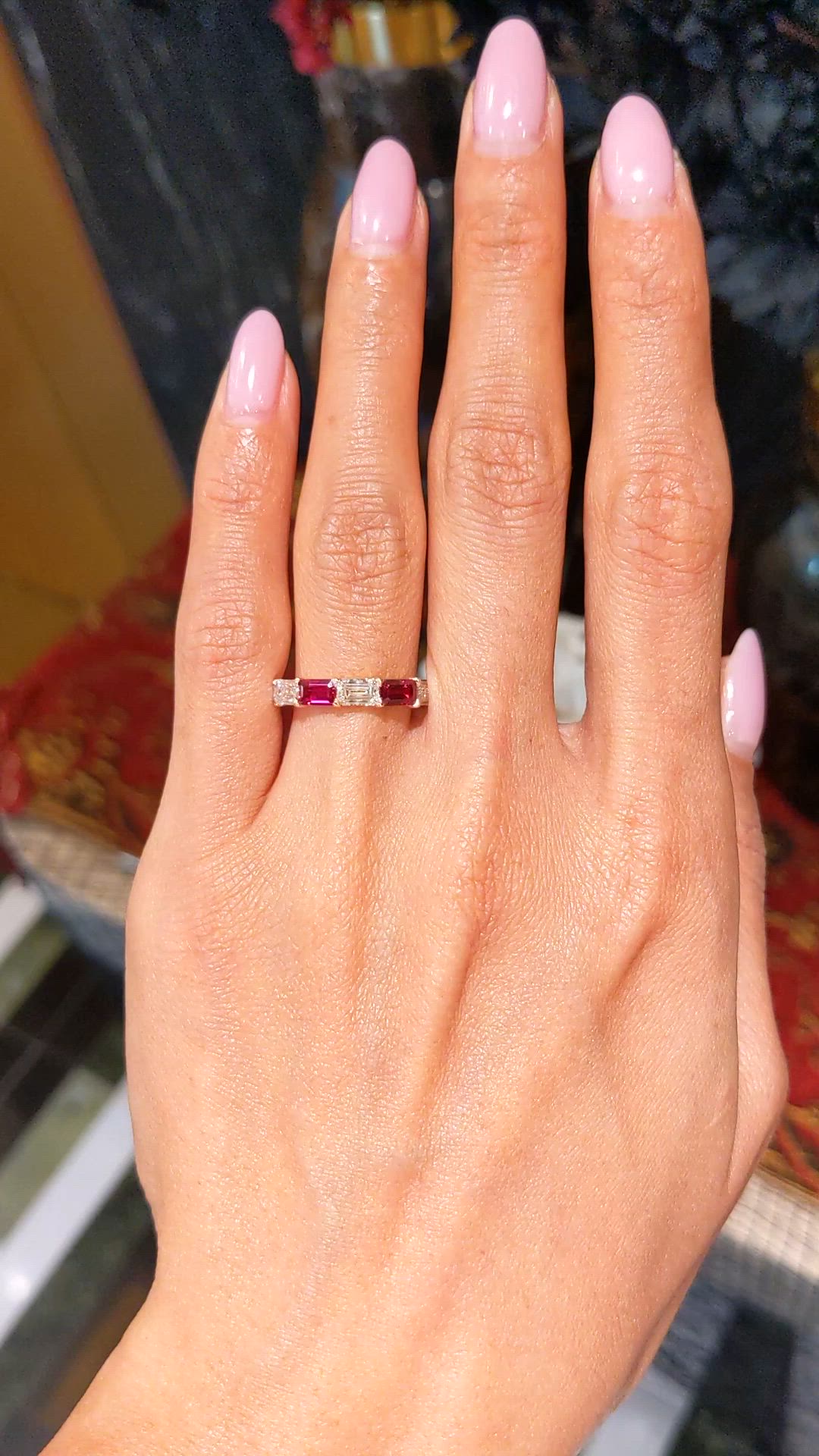 0.71 Ct. Ruby and Natural Diamond Antique Style Ring, 14K Rose Gold Size Video