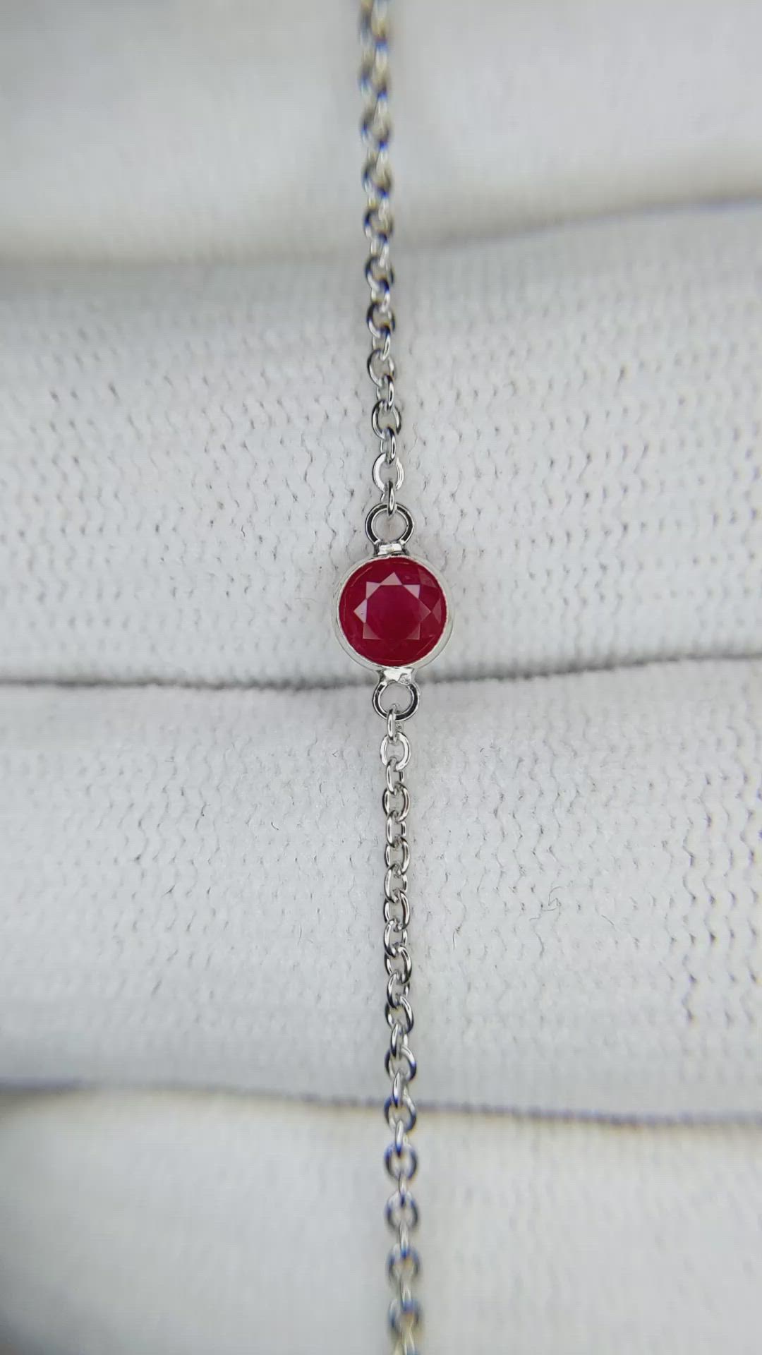0.45&nbsp;Ct.Tw.Total Carat Weight Ruby Bezel Bracelet, 14K White Gold Size Video