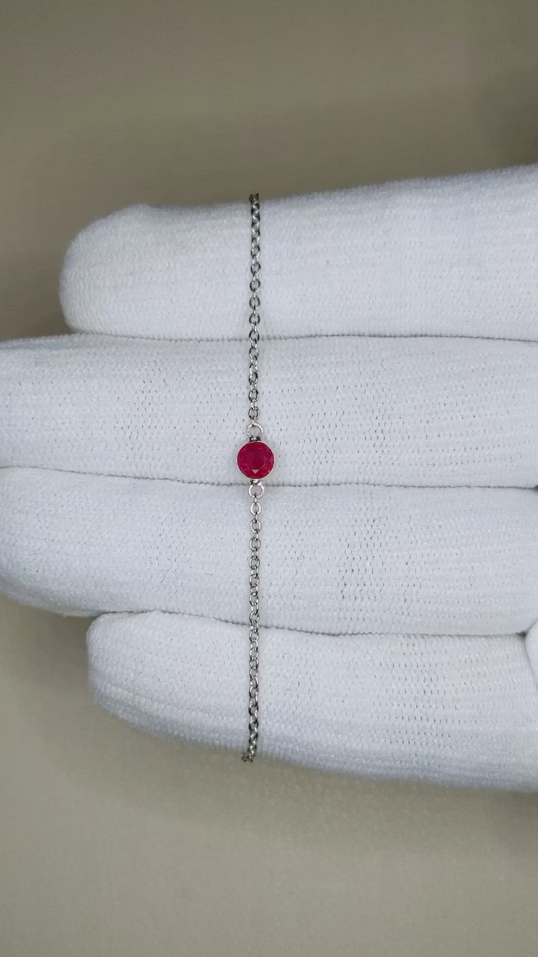 0.45&nbsp;Ct.Tw.Total Carat Weight Ruby Bezel Bracelet, 14K White Gold Size Video