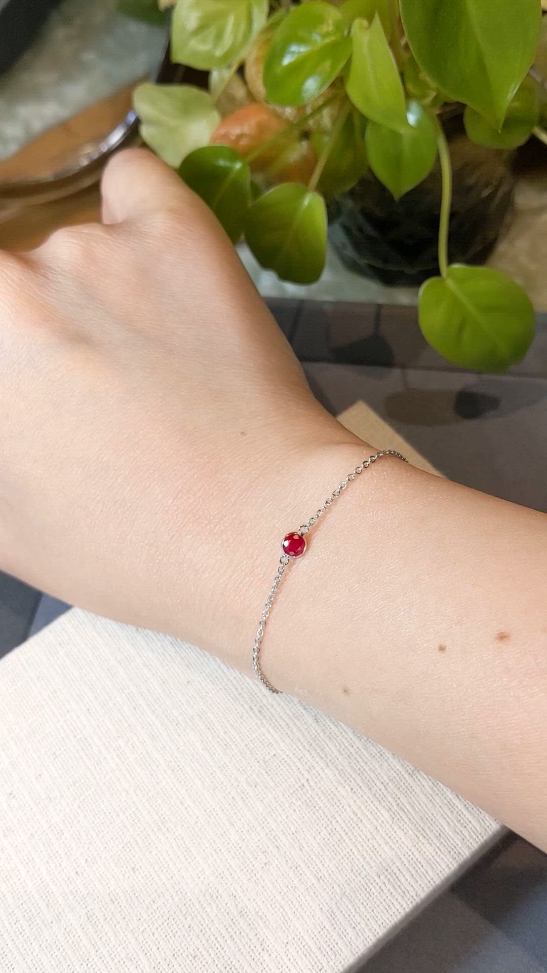 0.45&nbsp;Ct.Tw.Total Carat Weight Ruby Bezel Bracelet, 14K White Gold Size Video