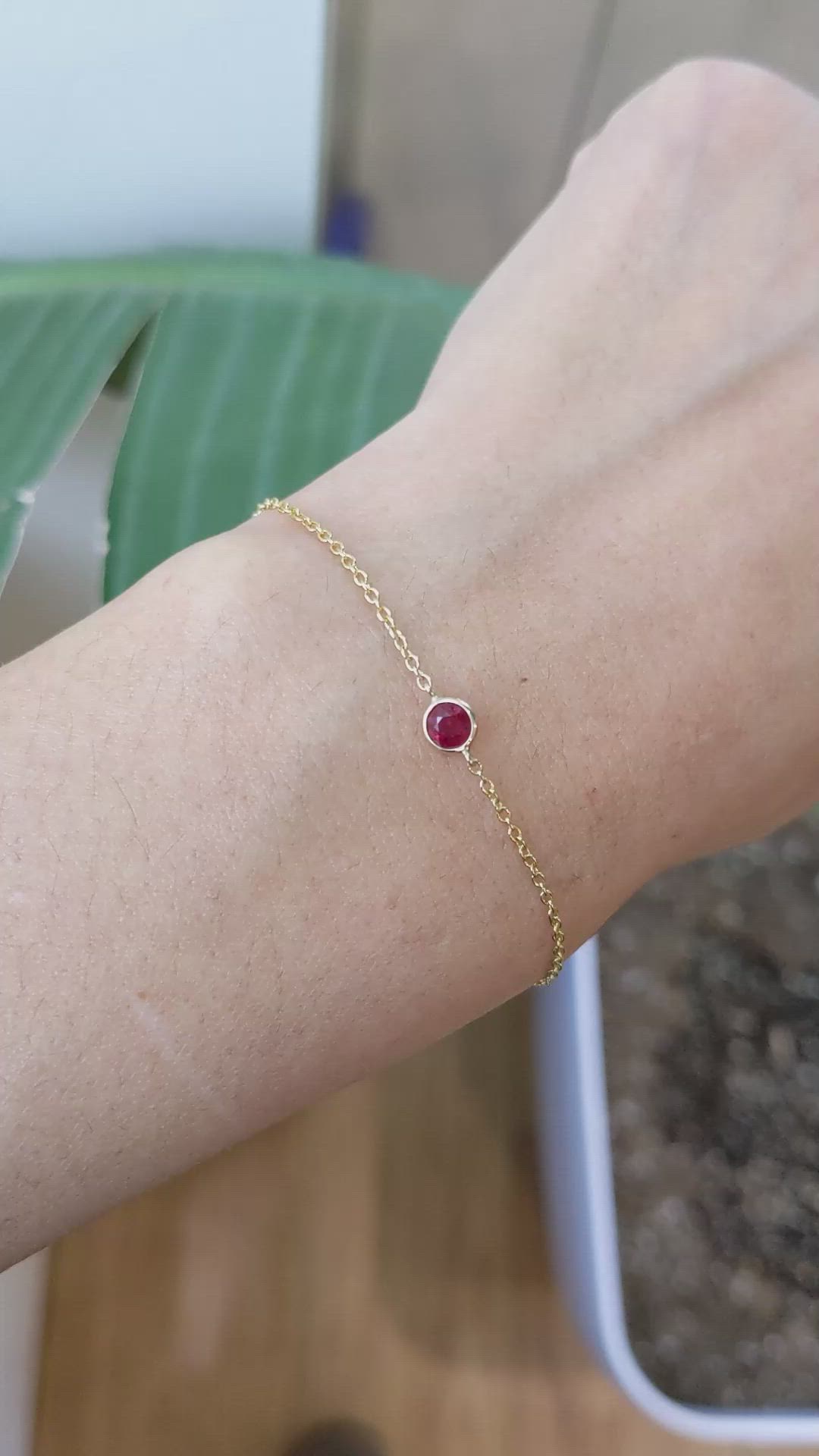 0.45&nbsp;Ct.Tw.Total Carat Weight Ruby Bezel Bracelet, 14K Yellow Gold Size Video