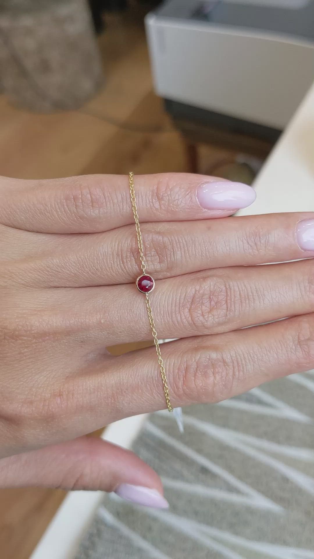 0.45&nbsp;Ct.Tw.Total Carat Weight Ruby Bezel Bracelet, 14K Yellow Gold Size Video