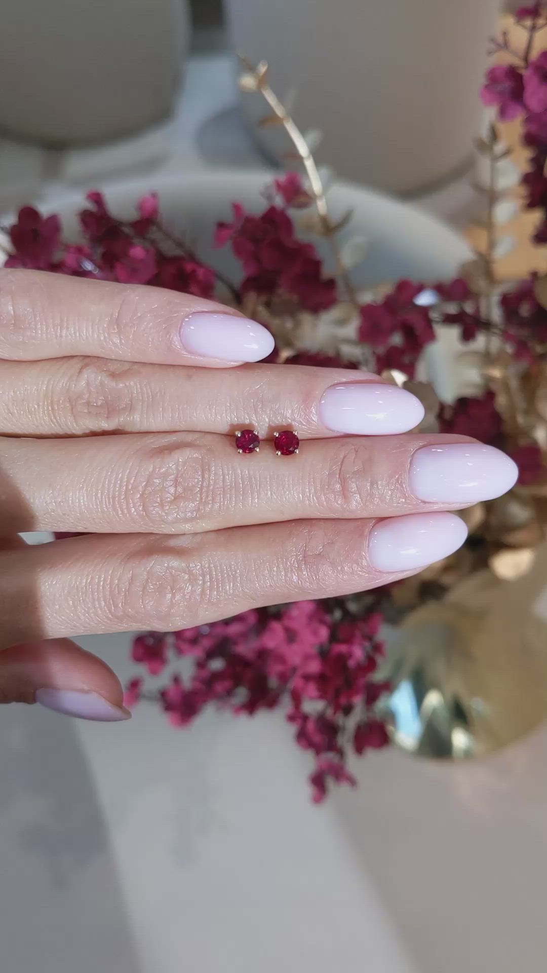 0.65&nbsp;Ct.Tw.Total Carat Weight Ruby Studs Earrings, 14K Yellow Gold Size Video