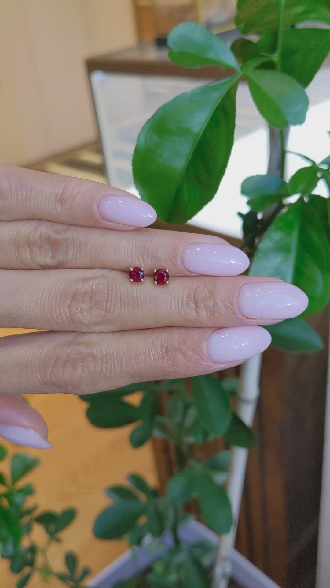 0.65&nbsp;Ct.Tw.Total Carat Weight Ruby Studs Earrings, 14K Yellow Gold Size Video