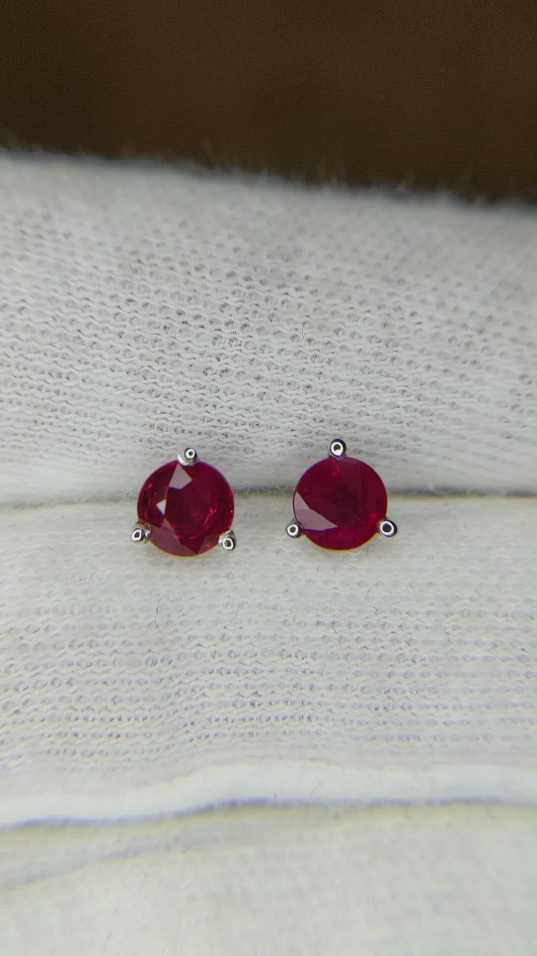 0.95 Ct.Tw.Total Carat Weight Ruby Studs Earrings, 14K White Gold Size Video