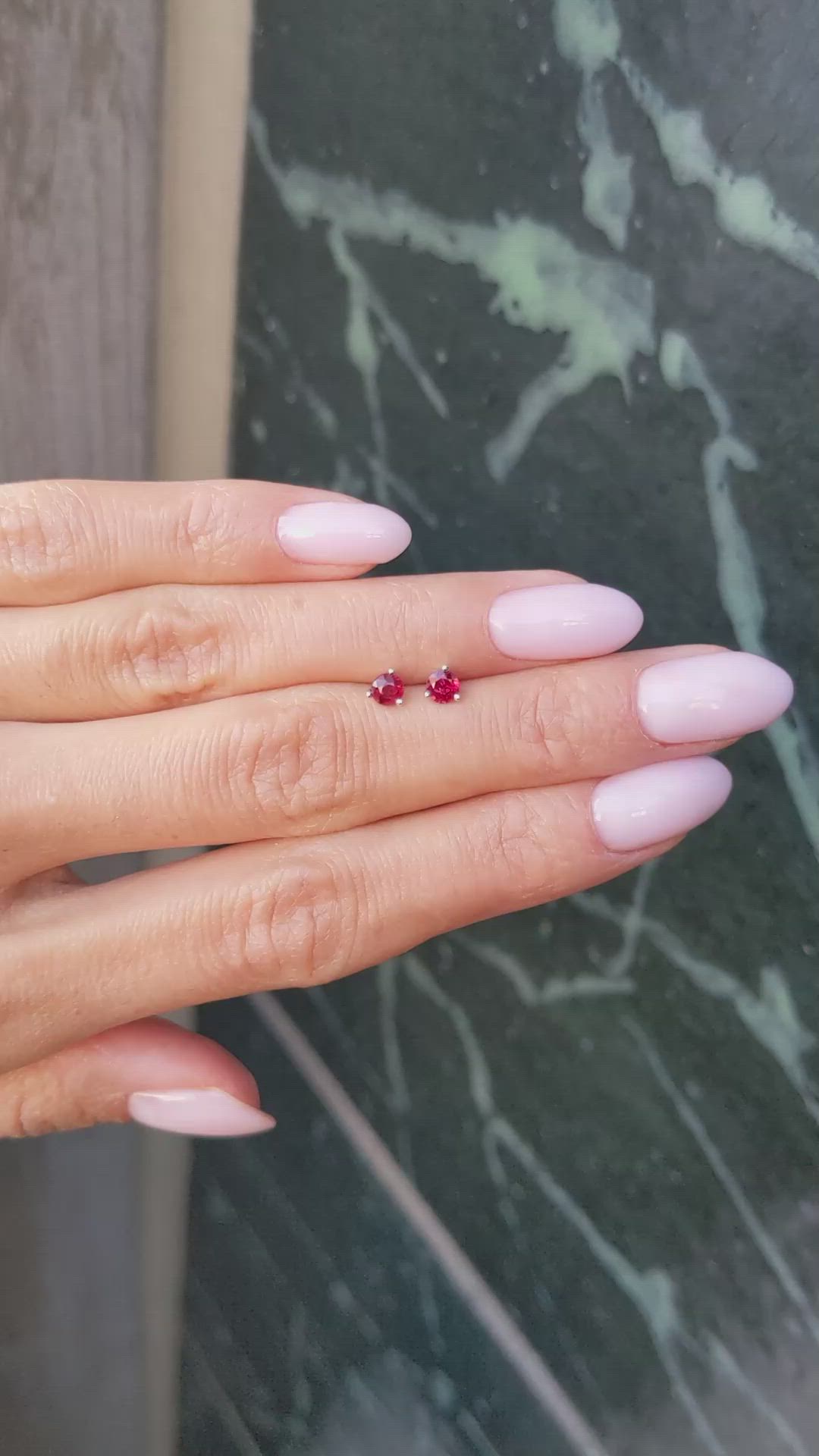 0.40&nbsp;Ct.Tw.Total Carat Weight Ruby Studs Earrings, 14K White Gold Size Video