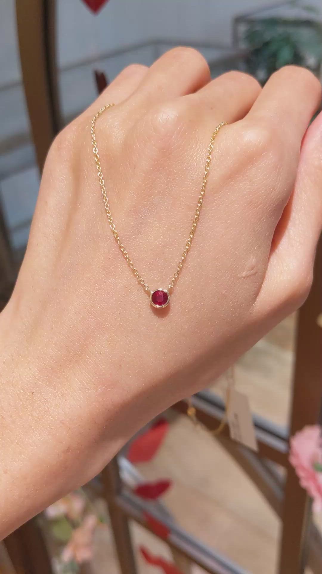 0.45 Ct. Ruby Bezel Necklace, 14K Yellow Gold Size Video