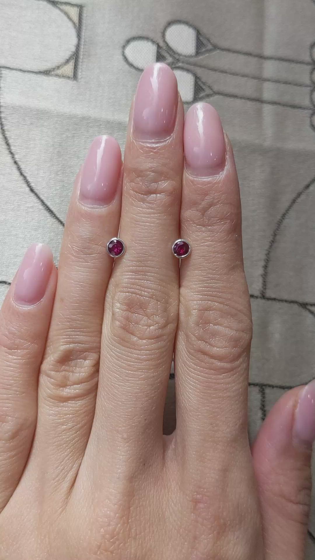 0.65&nbsp;Ct.Tw.Total Carat Weight Ruby Studs Earrings, 14K White Gold Size Video