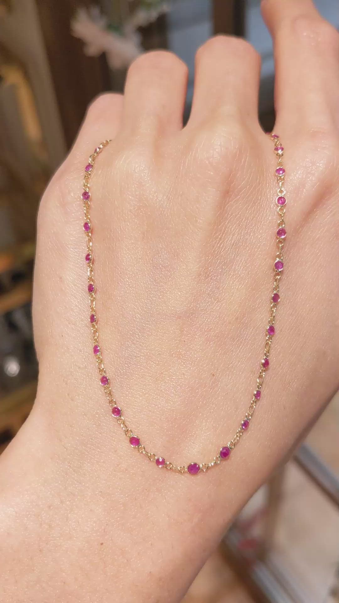 3.15 Ct. Ruby Bezel Necklace, 18K Yellow Gold Size Video