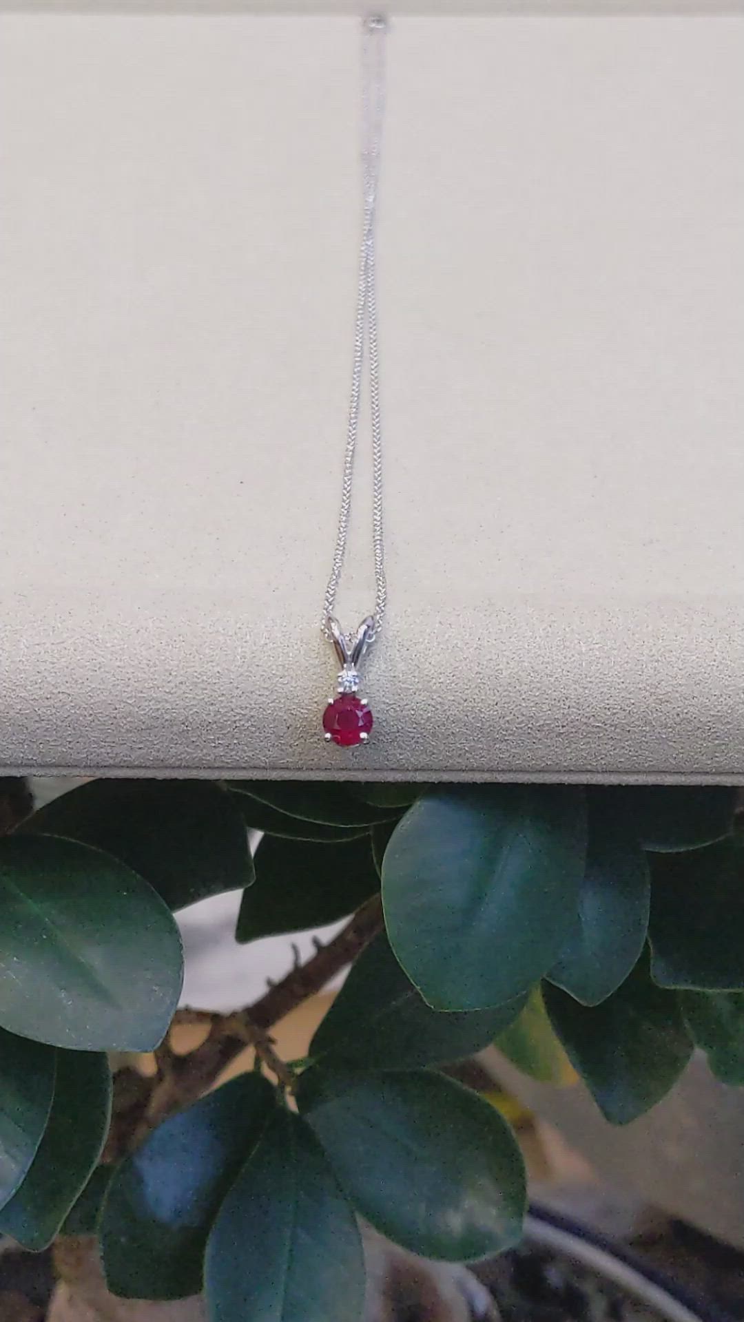 0.65 Ct. Ruby and Natural Diamond Solitaire Pendant, 14K White Gold Size Video