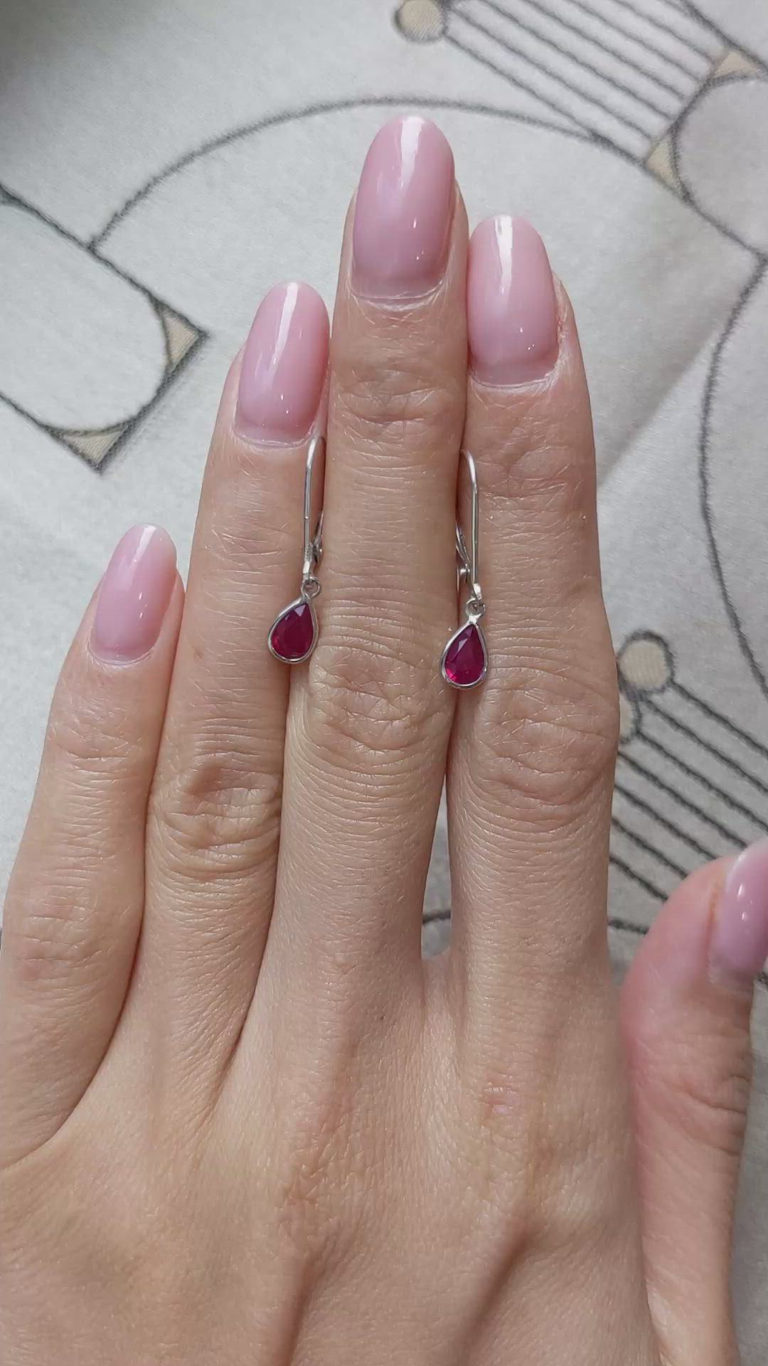 0.90&nbsp;Ct.Tw.Total Carat Weight Ruby Bezel Earrings, 14K White Gold Size Video