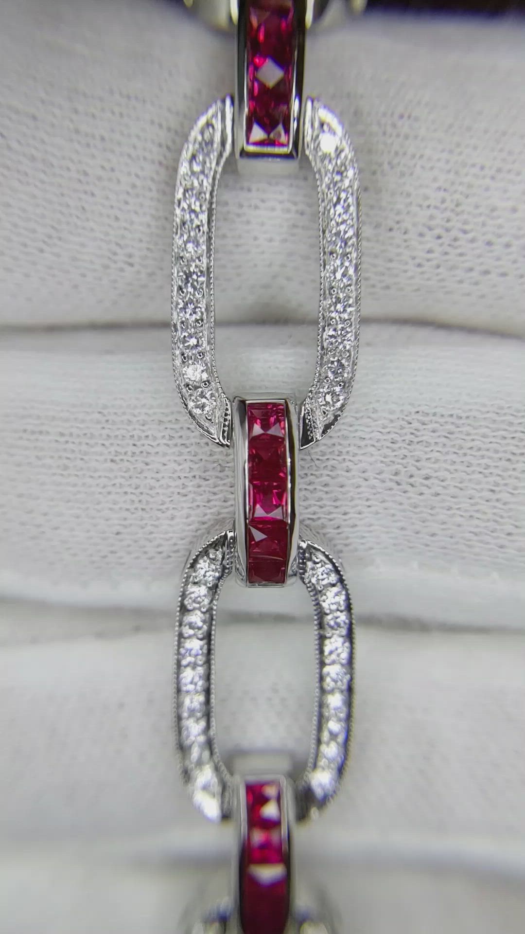 4.10 Ct.Tw.Total Carat Weight Ruby and Natural Diamond Accent Stones Bracelet, Platinum 950 Size Video