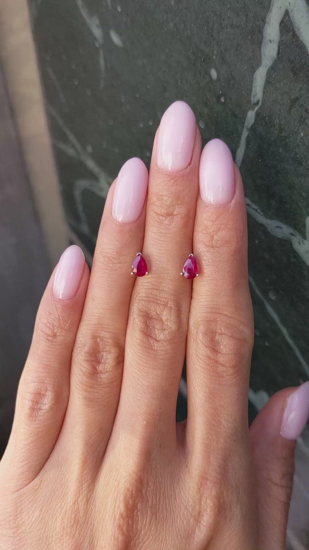 0.90&nbsp;Ct.Tw.Total Carat Weight Ruby Studs Earrings, 14K White Gold Size Video