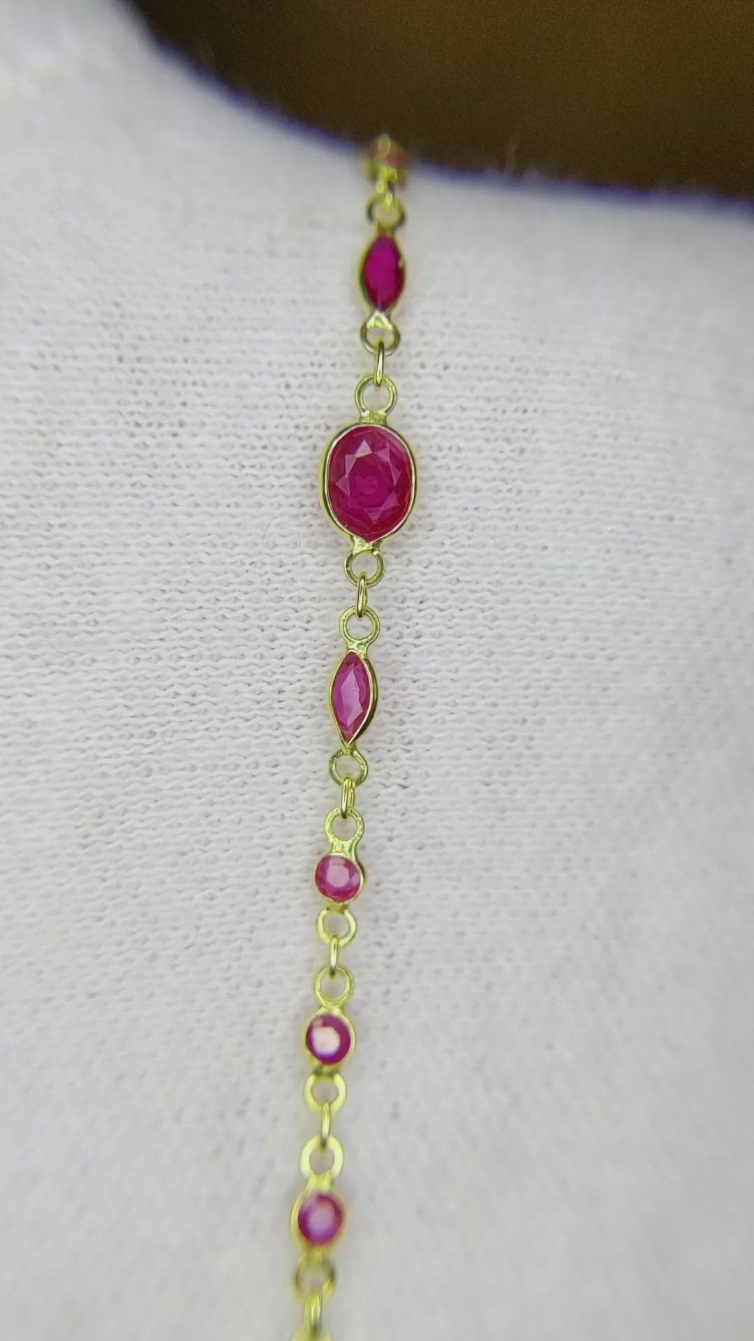 1.78 Ct.Tw.Total Carat Weight Ruby Accent Stones Bracelet, 18K Yellow Gold Size Video